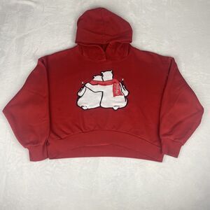Coca Cola Polo Bear Graphic Sweater Womens Small Red Cropped Sweatshirt Pullover